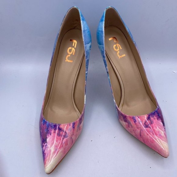 FSJ pointed toe print high heels - Picture 1 of 6